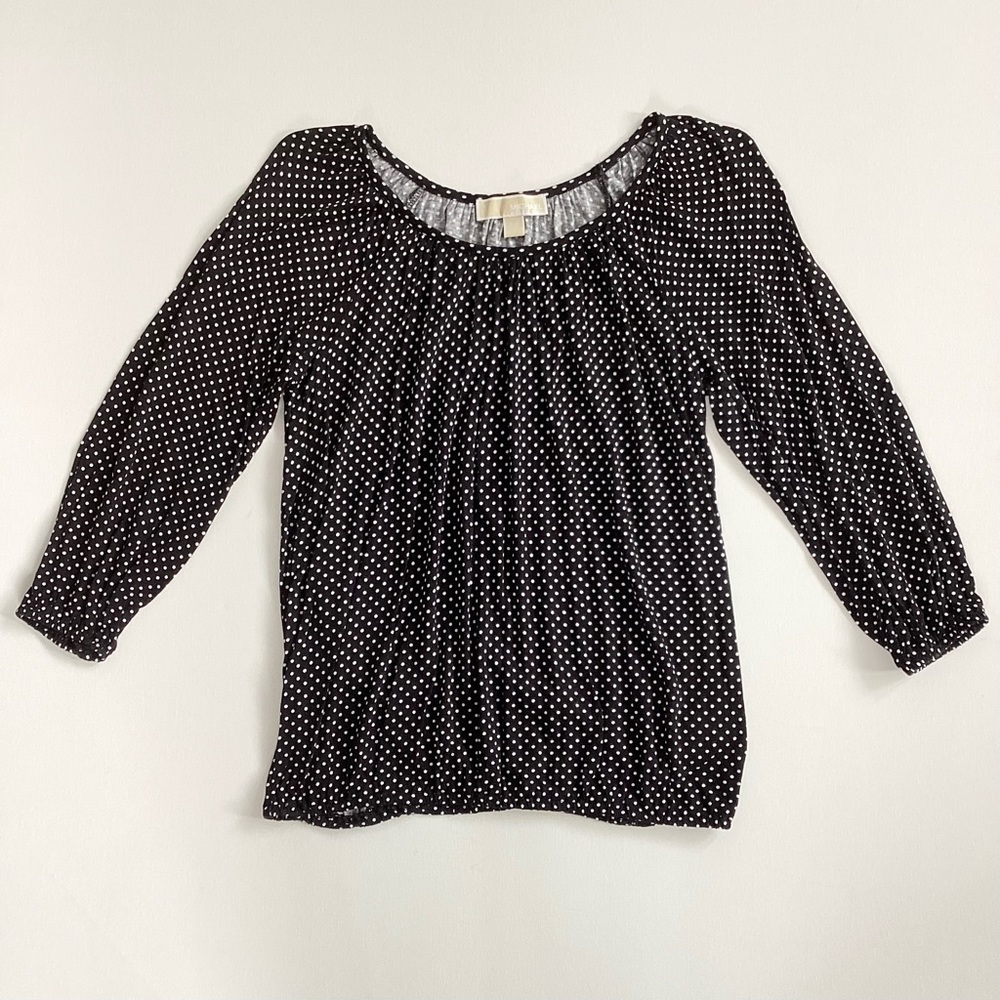 Michael Kors Black and White Polka Dot Top - Picture 2 of 10